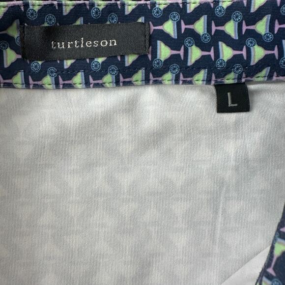 Turtleson Polo Shirt Men Large Blue Margarita Cocktail AOP Blackwolf Run Stretch - Picture 7 of 11